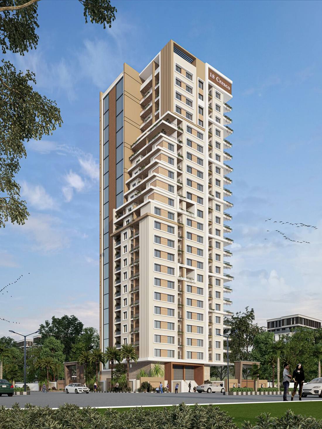 18 Cresco — architectural elevation, Kothrud, Pune
