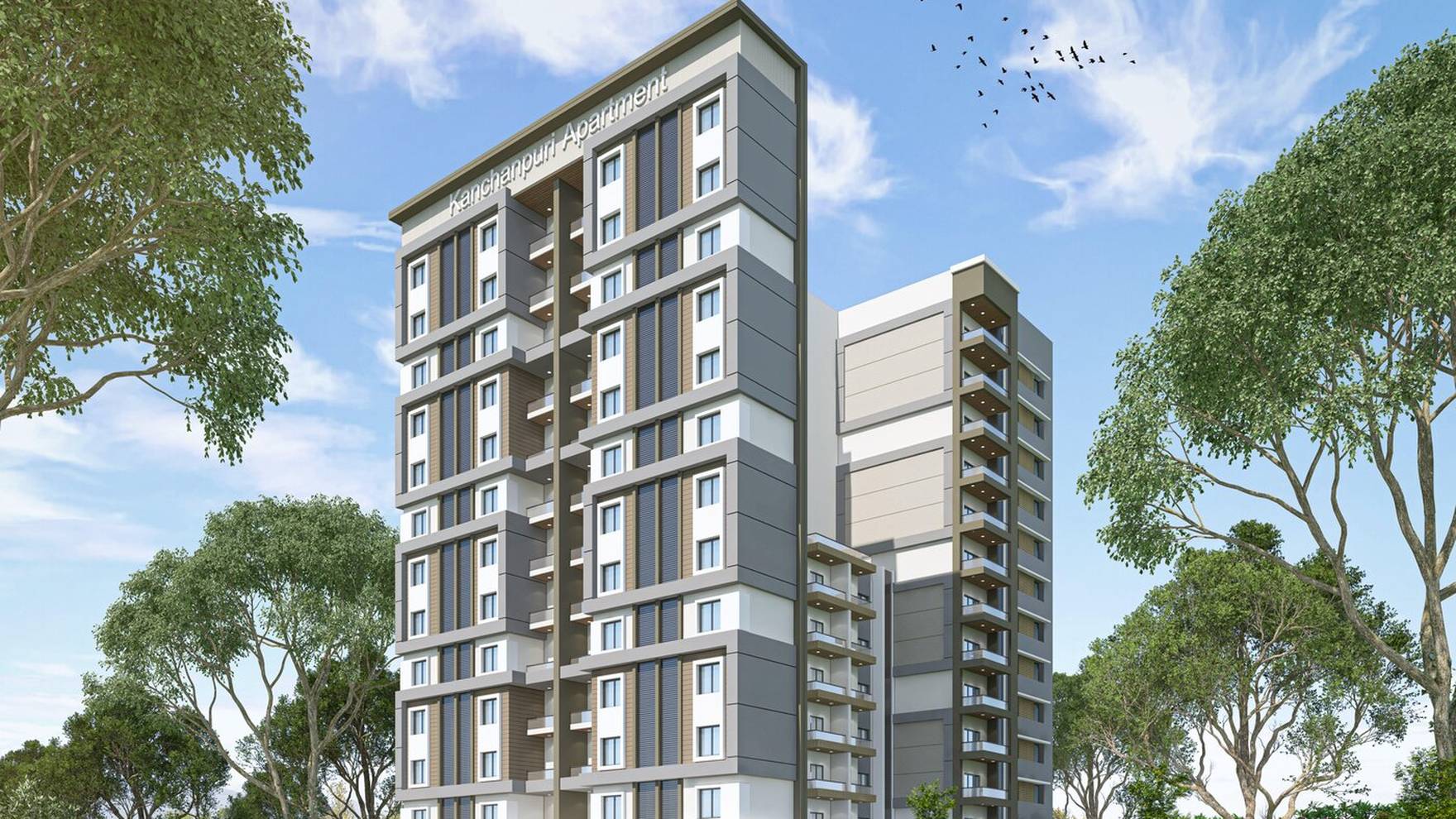 A completed society redevelopment on its street, Kothrud, Pune